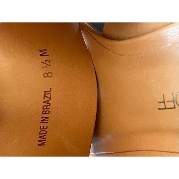 Rebecca Minkoff Stella Leather Wedge Shoes 8.5 Orange / Gold - Picture 10 of 15